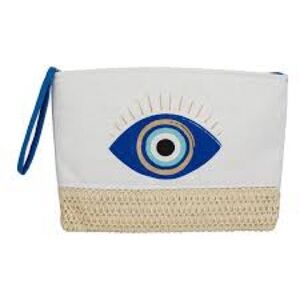 NWT Blue and White Evil Eye Design Large Clutch